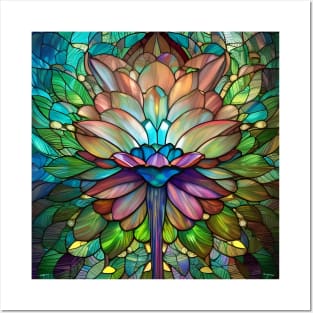 Stained Glass Lotus Flower Posters and Art